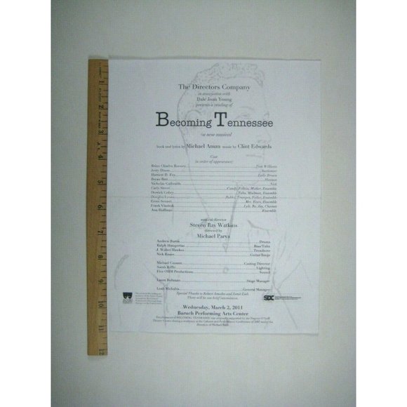 Becoming Tennessee 2011 Program Single Sheet Bryan Batt Directors Company Photo - Picture 3 of 6